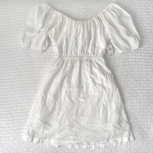 NWT Old Navy Off Shoulder Puff Sleeve Cut Out Tie Back Mini Sundress in White XS